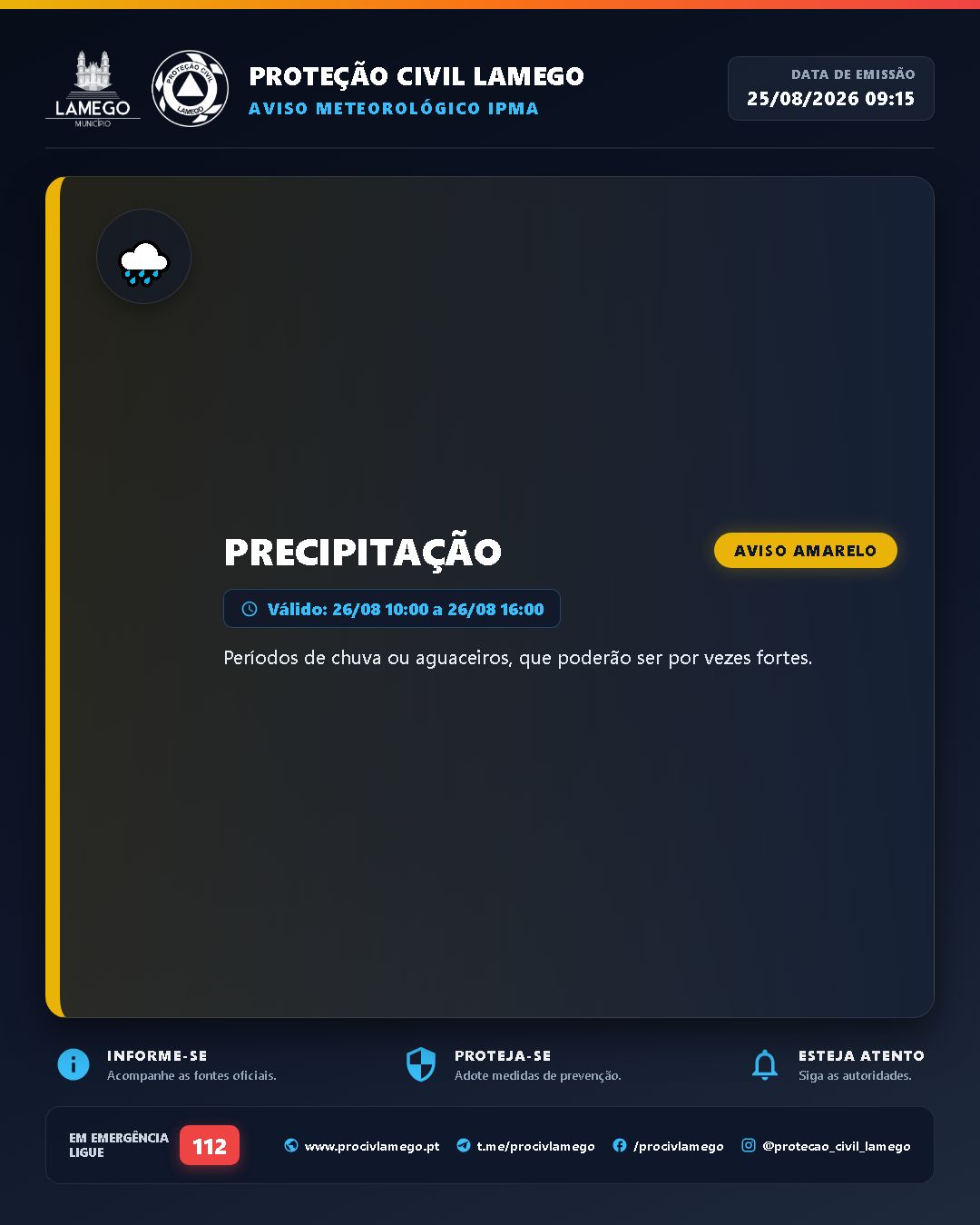 Avisos Meteorológicos IPMA | Viseu | 2026-08-25 09:15