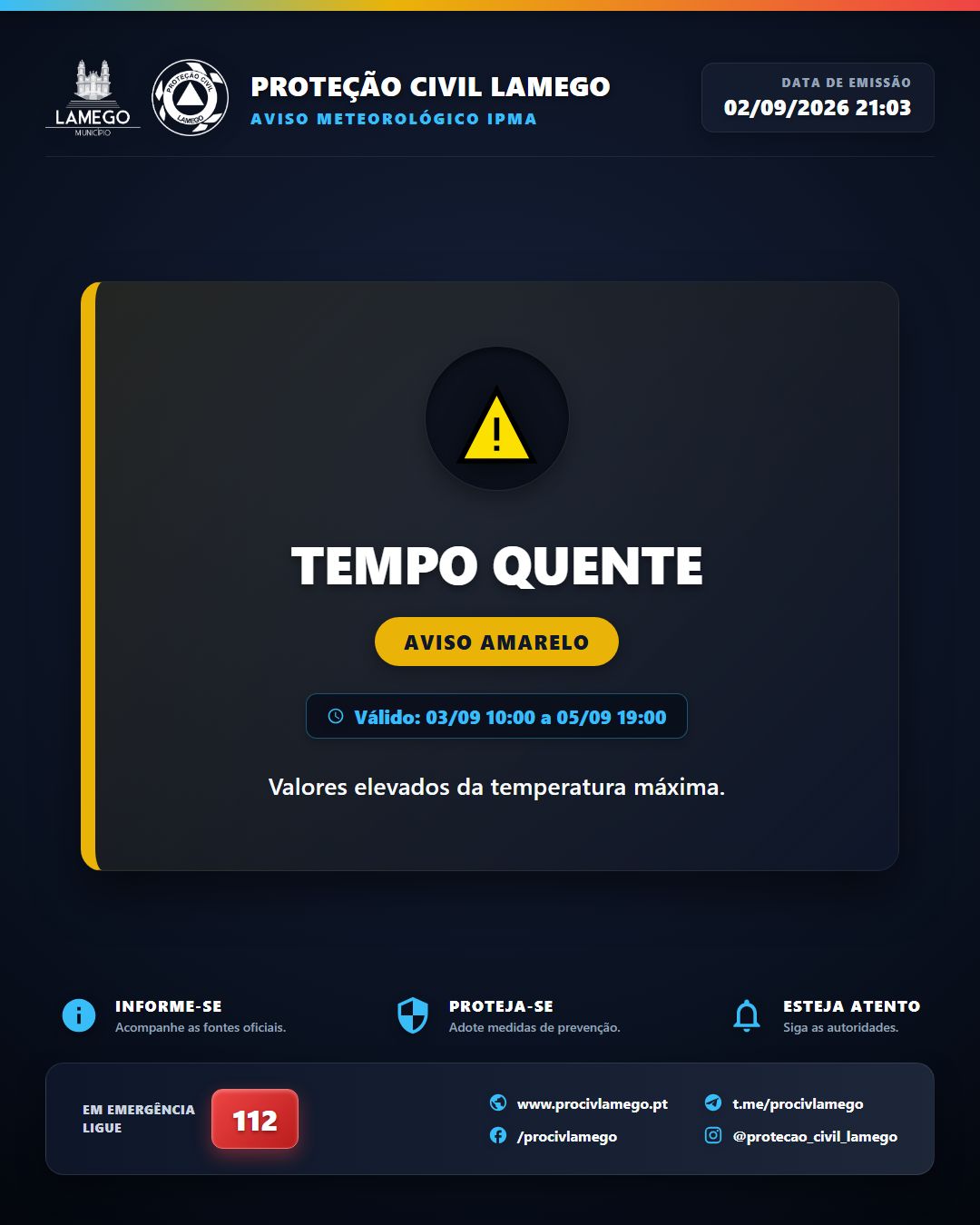 Avisos Meteorológicos IPMA | Viseu | 2026-09-02 21:03