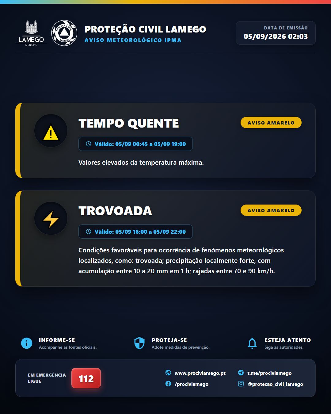 Avisos Meteorológicos IPMA | Viseu | 2026-09-05 02:03